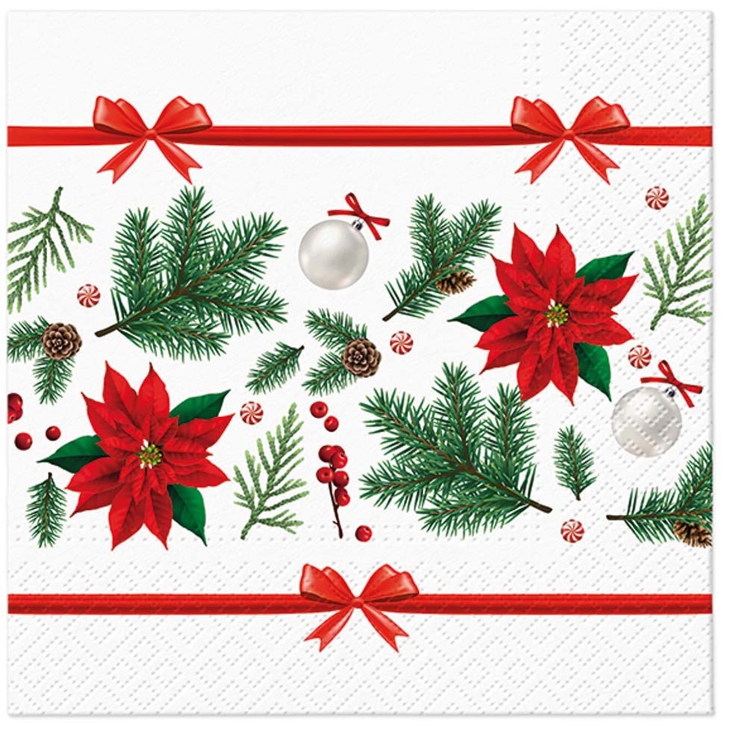 Serwetki świąteczne FESTIVE POINSETIA - 33x33 cm 20 szt.