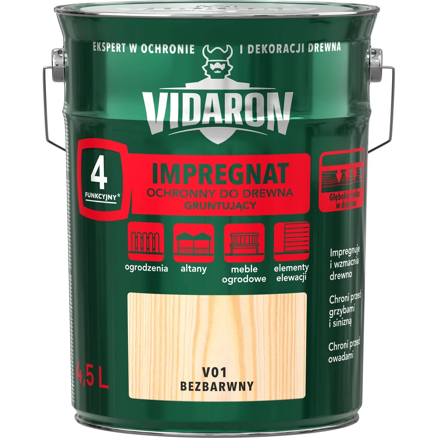 Vidaron Impregnat do drewna gruntujący bezbarwny - 4,5L