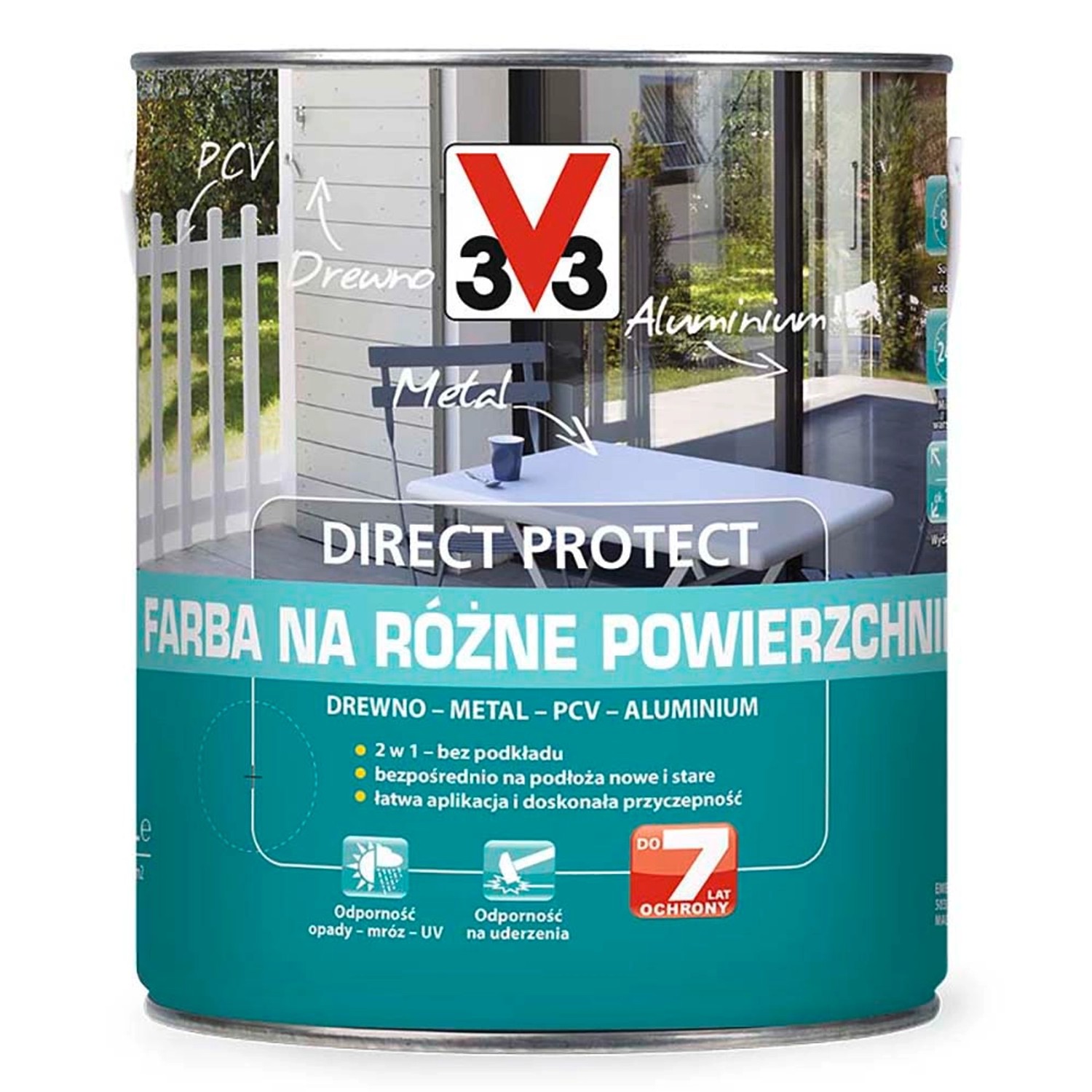V33 Direct Protect Farba na różne powierzchnie biały 2,5 l