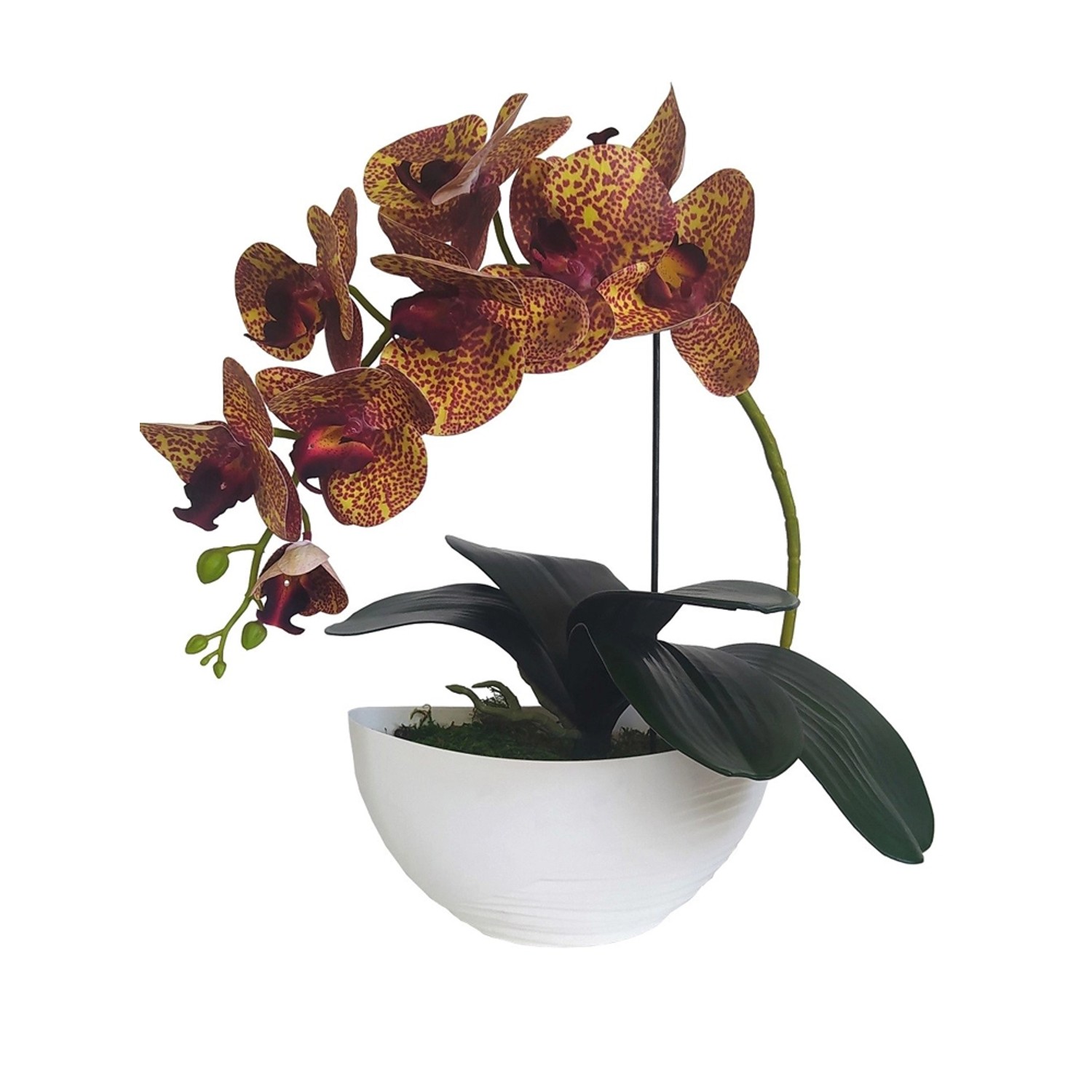 Storczyk sztuczny w doniczce łódka 9 kwiatów 43x25cm