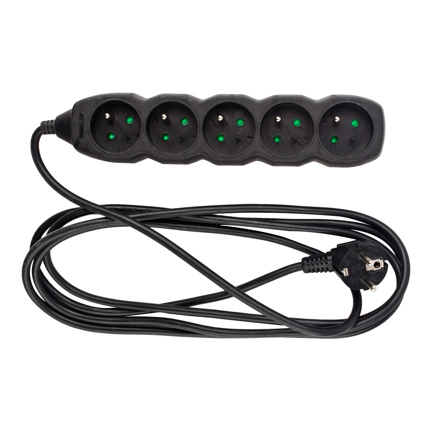 Düwi Przedłużacz 5-gniazdkowy Z/U z wyłącznikiem 3 m grafitowy