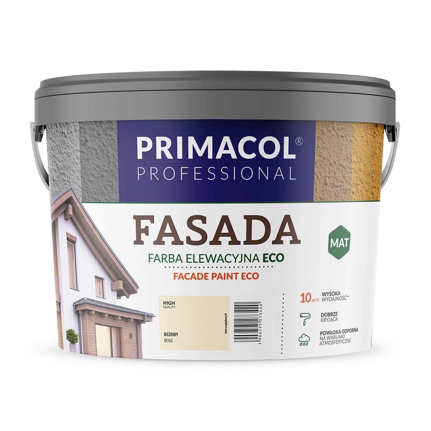 Farba elewacyjna Primacol Fasada Eco 9 l beżowa