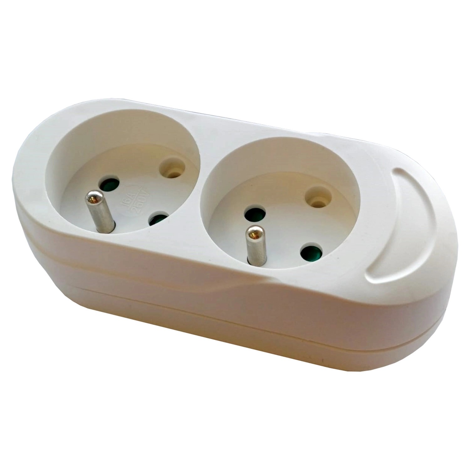 Düwi Listwa do przedłużacza z 2 gniazdami z uziemieniem biała