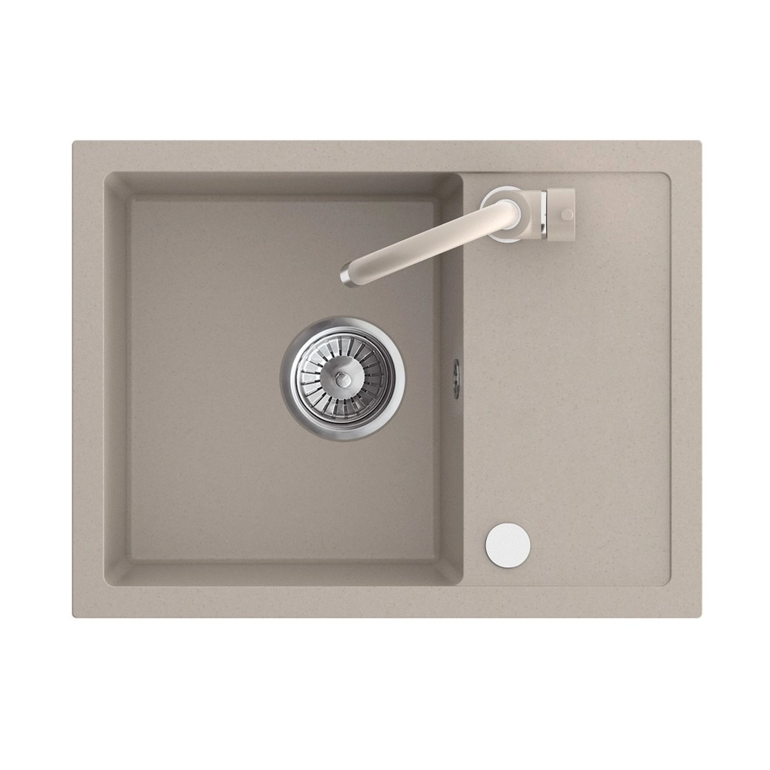 Zlewozmywak Piko 1-kom. z ociekaczem, baterią i syfonem, beżowy 58x44 cm