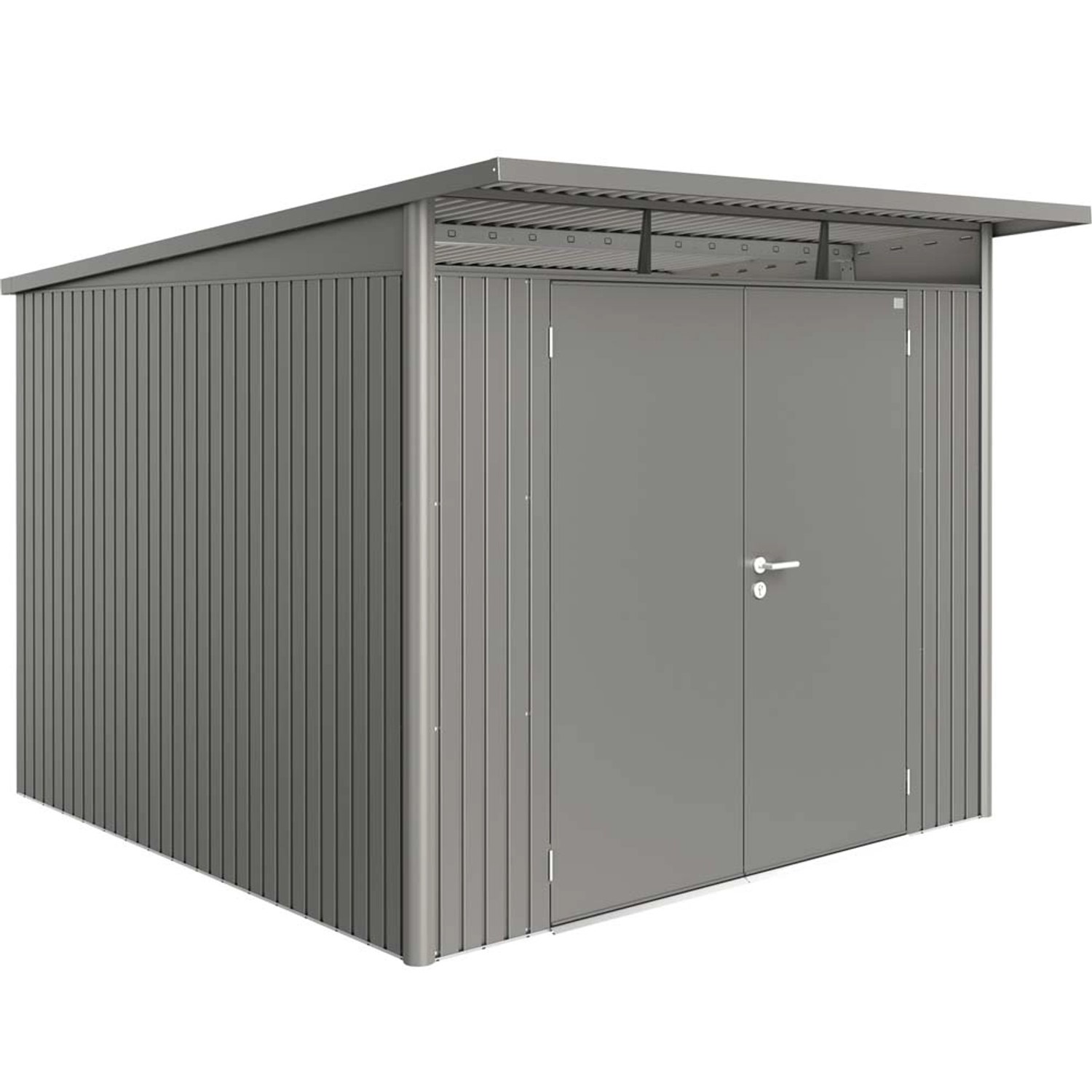 Biohort Domek ogrodowy szary kwarc drzwi podwójne - 260 x 300 cm