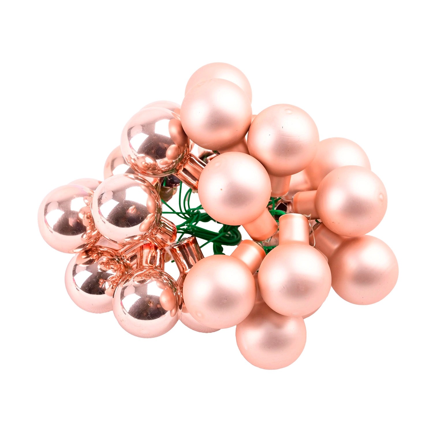 Bombki szklane na druciku szampańskie 2 cm - 12 szt.