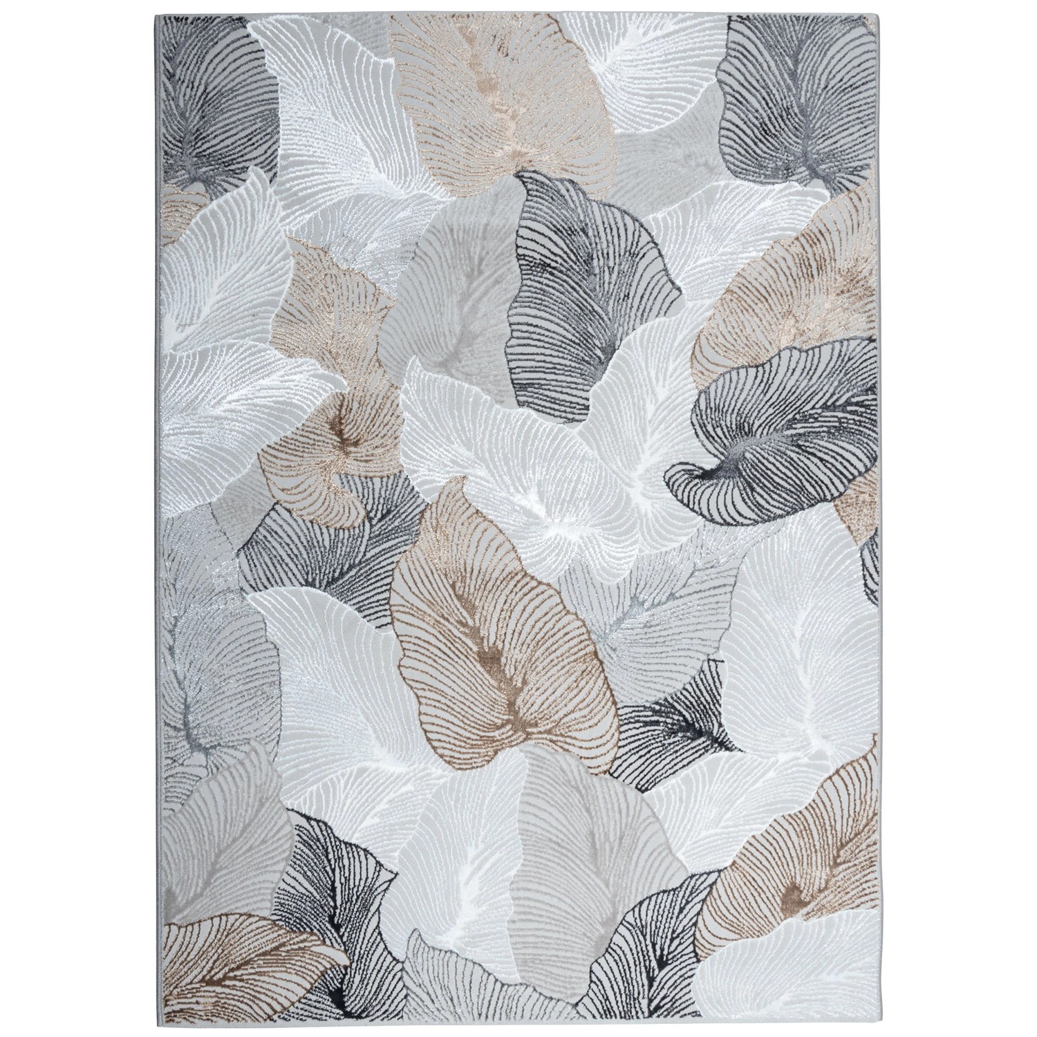 Multidecor Dywan CHARLOTTE liście 160 x 230 cm szaro-beżowy