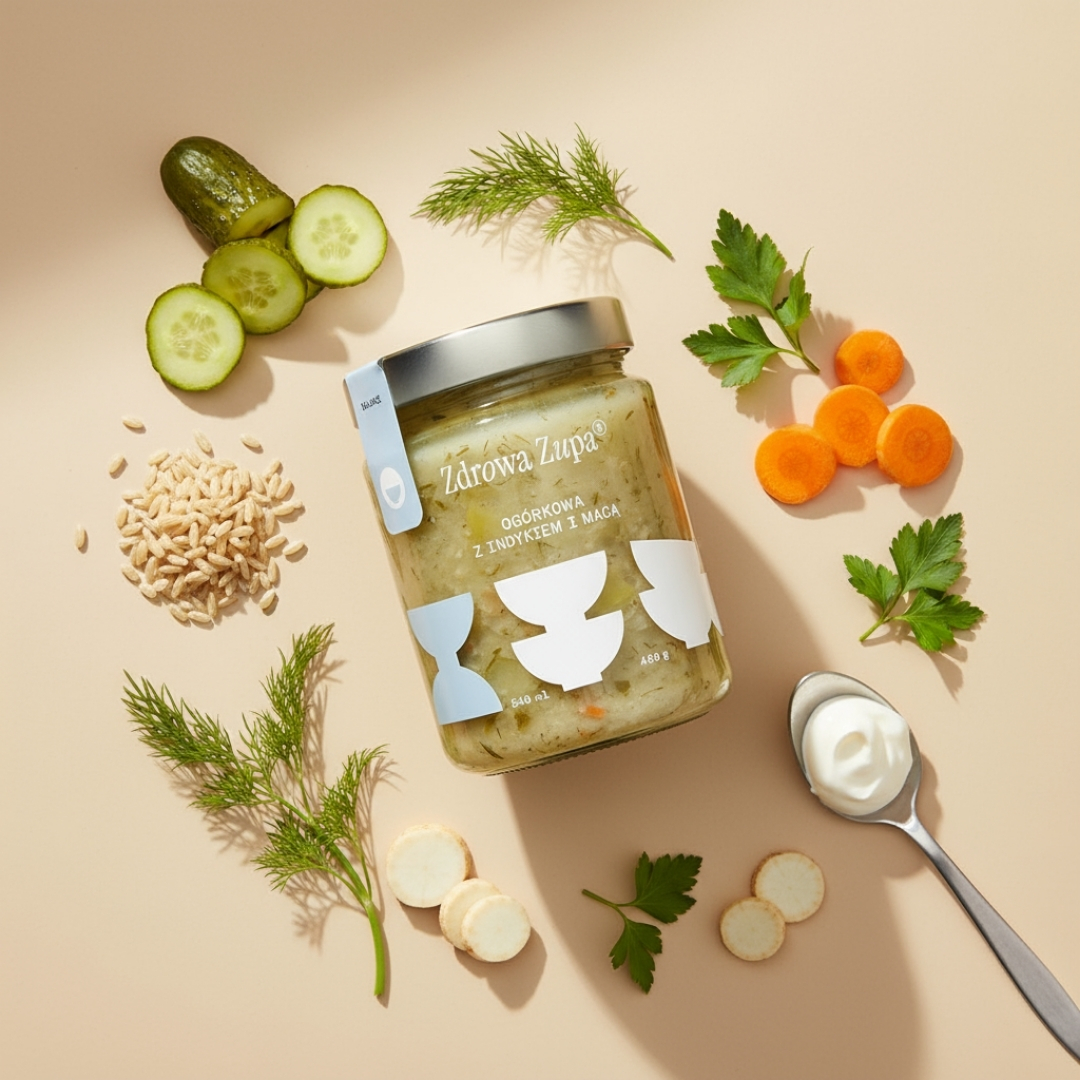 Ogórkowa z indykiem i macą glucose balance (bez glutenu, bez laktozy, czysty skład 540 ml, do lodówki)