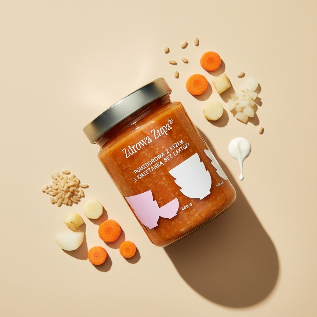 Pomidorowa z ryżem dla dzieci 540 ml (bez glutenu, bez laktozy, niska zawartość sodu, czysty skład 540 ml, do lodówki)