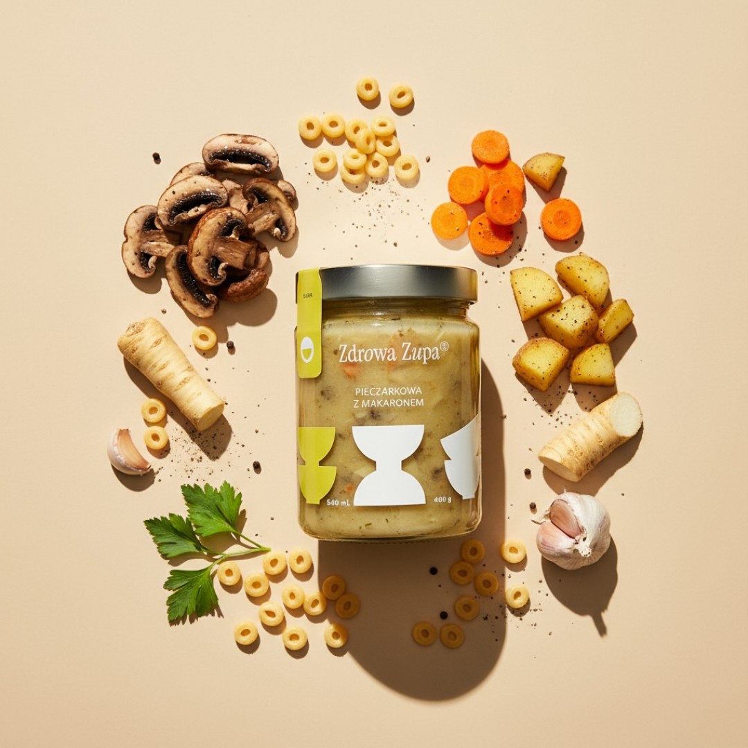 Pieczarkowa z makaronem bezglutenowym (bez glutenu, bez laktozy, czysty skład 540 ml, do lodówki)