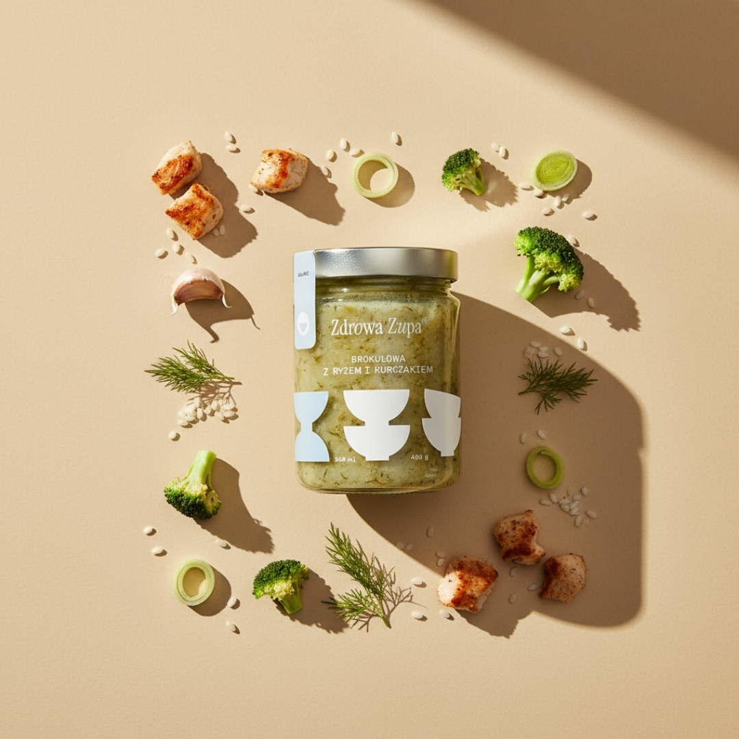 Brokułowa z ryżem i kurczakiem (bez glutenu, bez laktozy, czysty skład 540 ml, do lodówki)