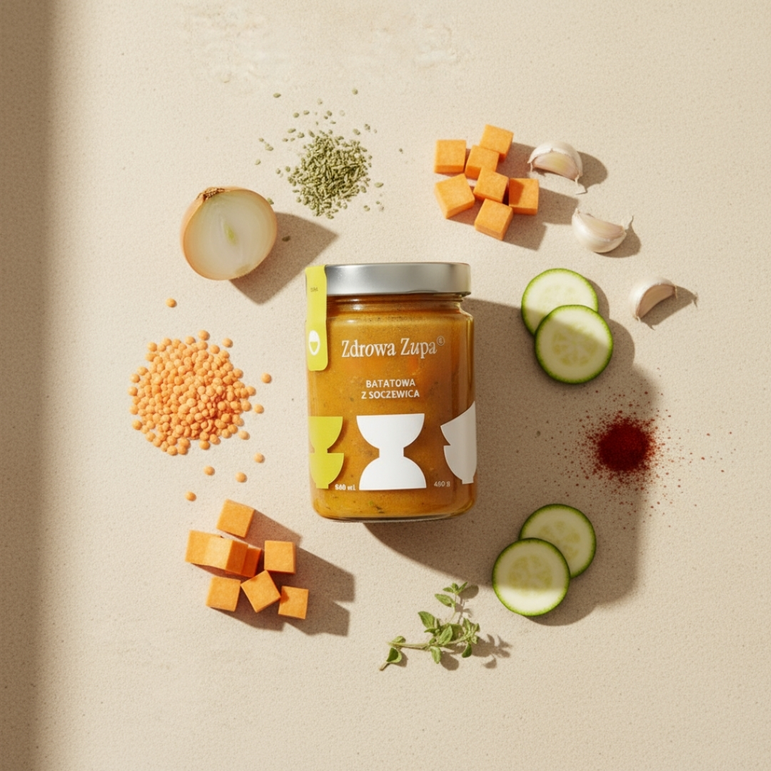 Batatowa z soczewicą (vegan, bez glutenu, bez laktozy, czysty skład 540 ml, do lodówki)