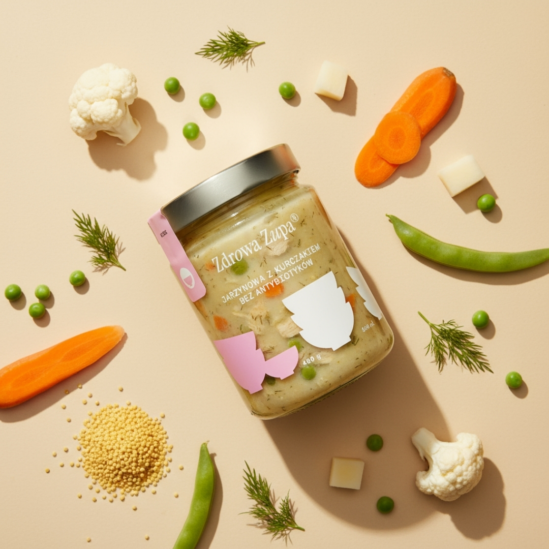 Jarzynowa z kurczakiem bez antybiotyków (bez glutenu, bez laktozy, niska zawartość sodu, czysty skład 540 ml, do lodówki)