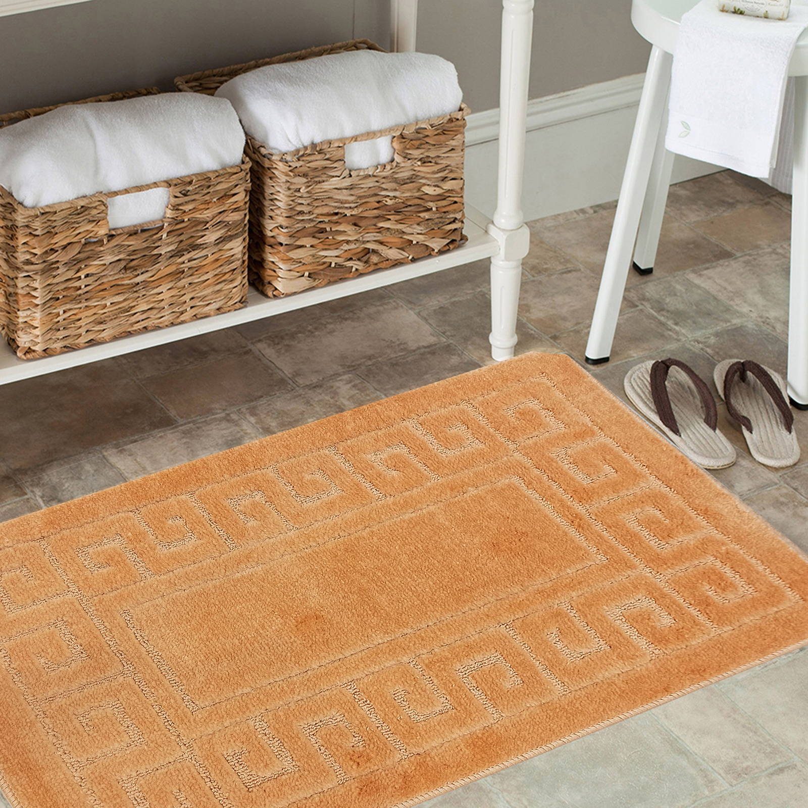 Komplet łazienkowy z wycięciem pod toaletę Montenegro Grecki- pomarańczowy