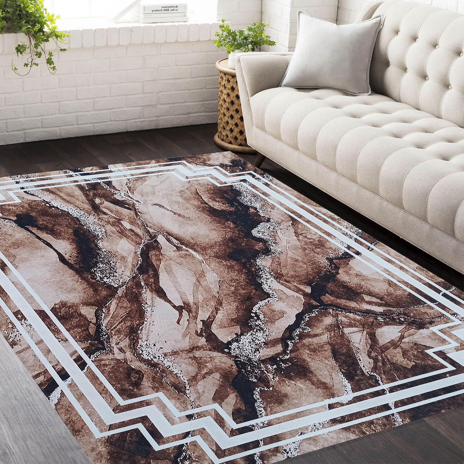 Dywan antypoślizgowy Heos New 118 - brązowy- bez frędzli