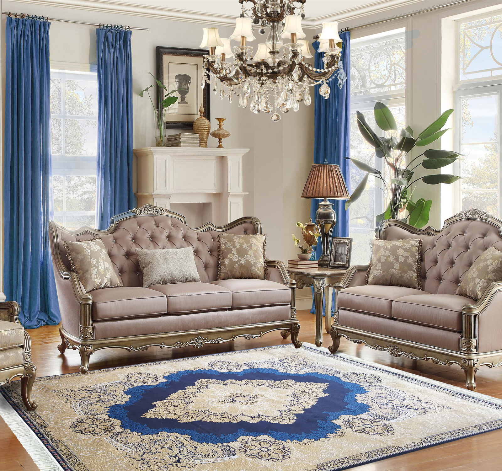 Wytworny dywan Qum Silk 02- granatowy