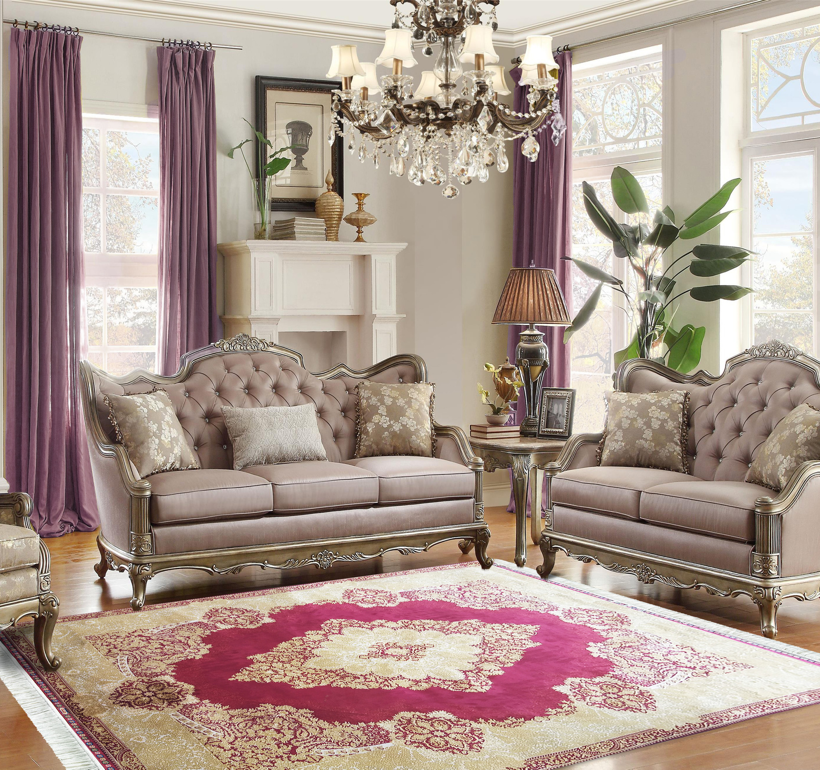 Wytworny dywan Qum Silk 02- bordowo- beżowy