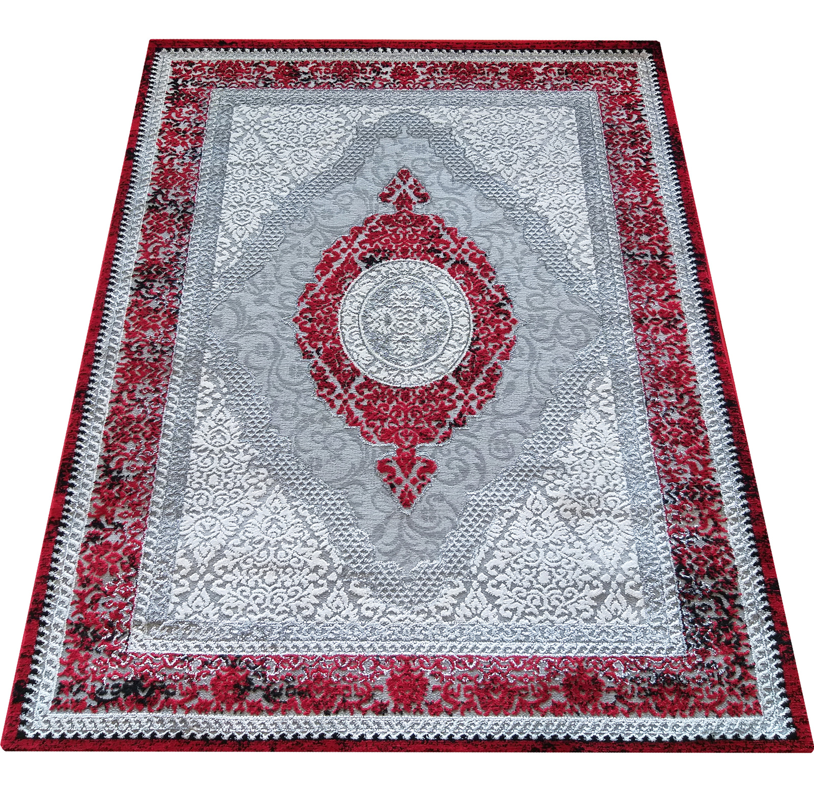 Dywan ekskluzywny Artemis 01 - szaro - czerwony