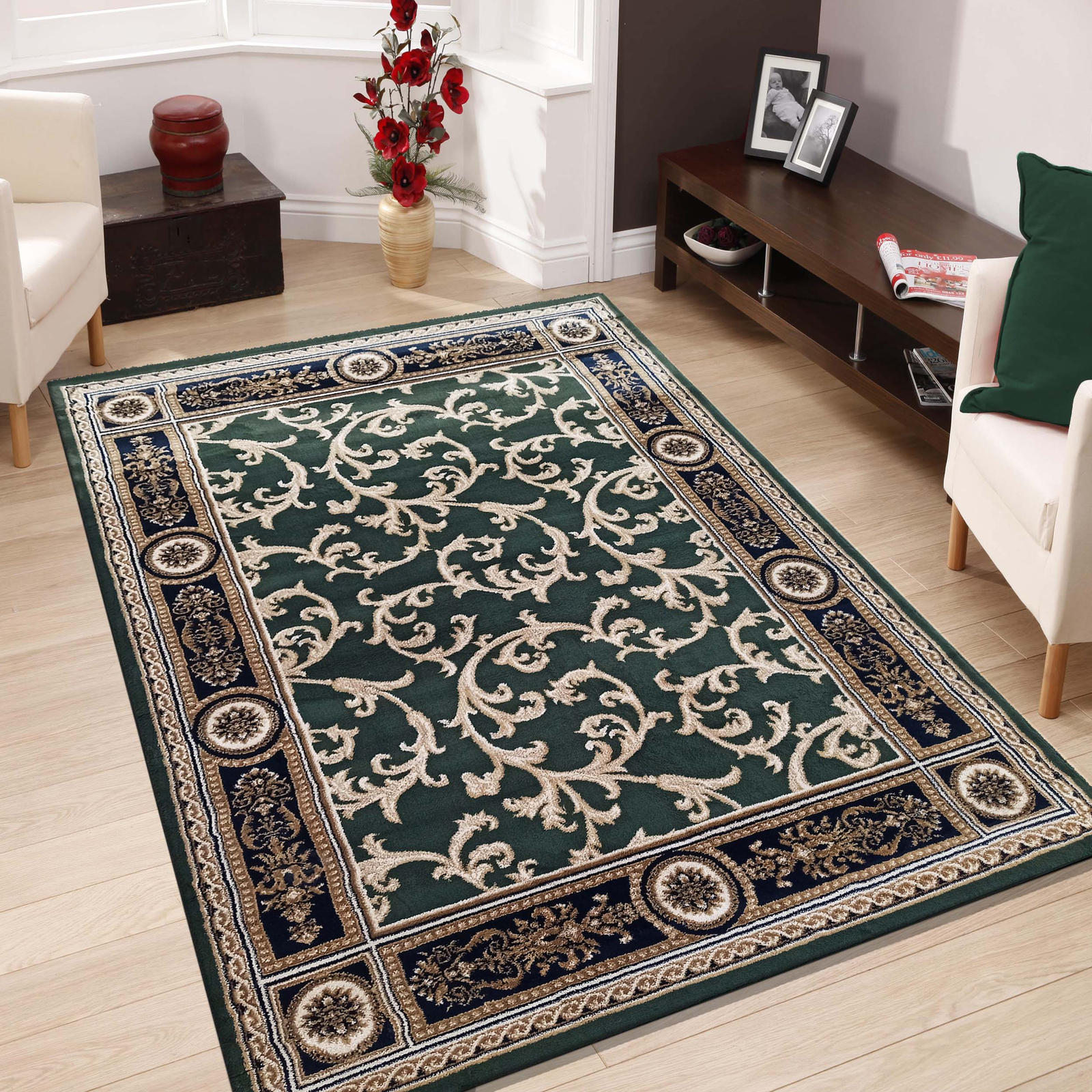 Dywan ekskluzywny zielony Kashmir New 01