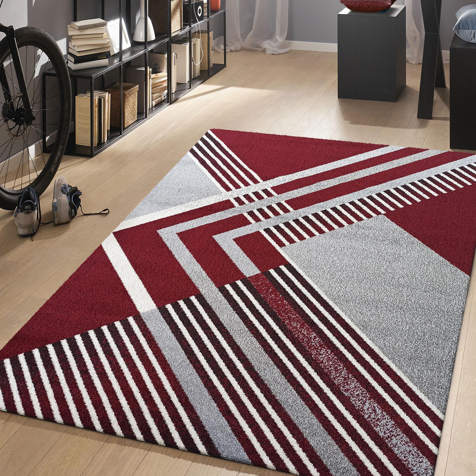 Dywan nowoczesny KOLORADO 03 szaro- czerwony