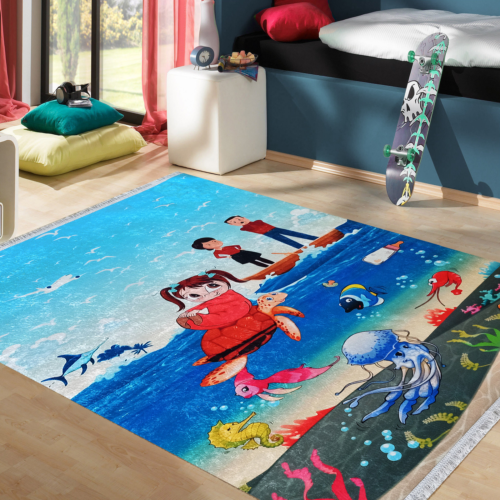 Dziecięcy dywan antypoślizgowy do prania- Kids Play 07- Podwodny świat