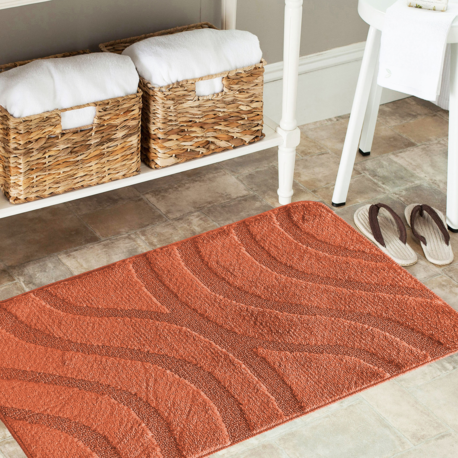 Komplet łazienkowy z wycięciem pod toaletę Montenegro Fale - ginger