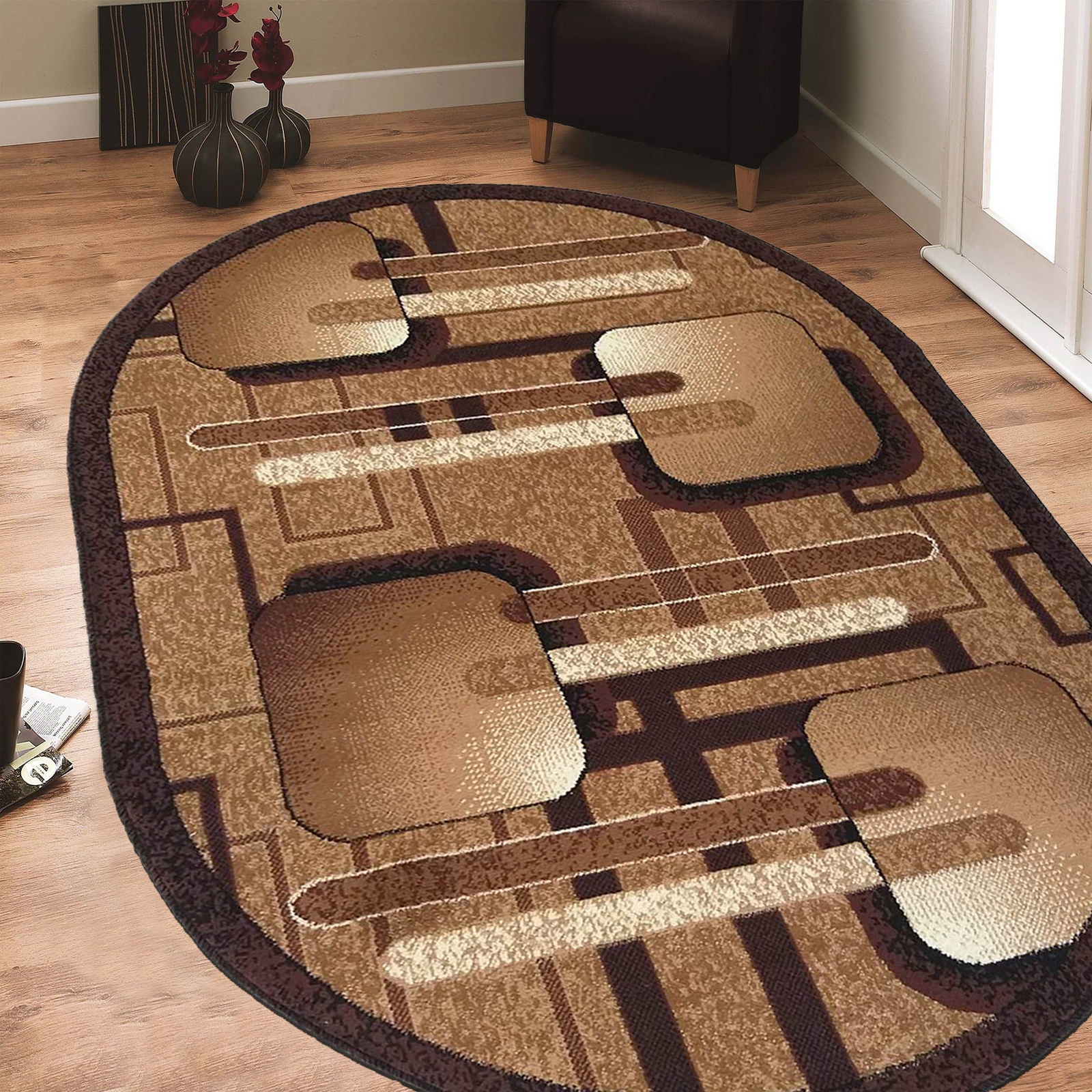 Dywan klasyczny owalny BCF Anto 16 - brązowy