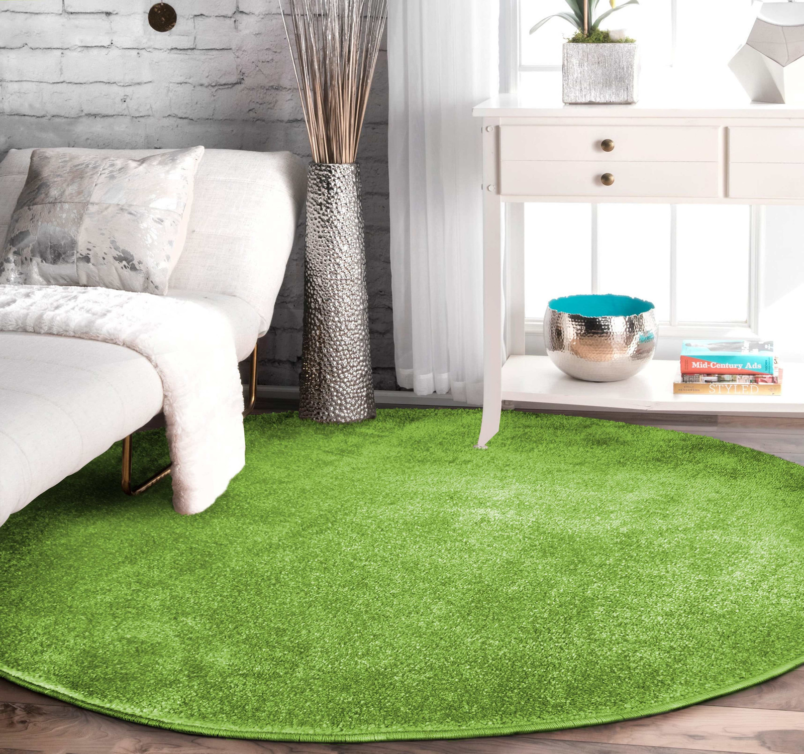 Dywan Premium koło jednolity zielony