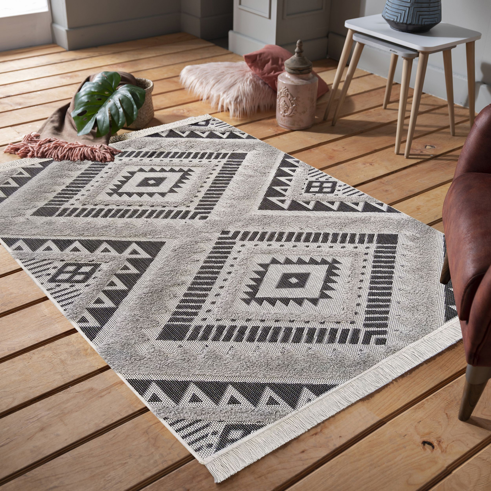 Nowoczesny dywan sznurkowy OUTDOOR- MATRIX 01- Szary