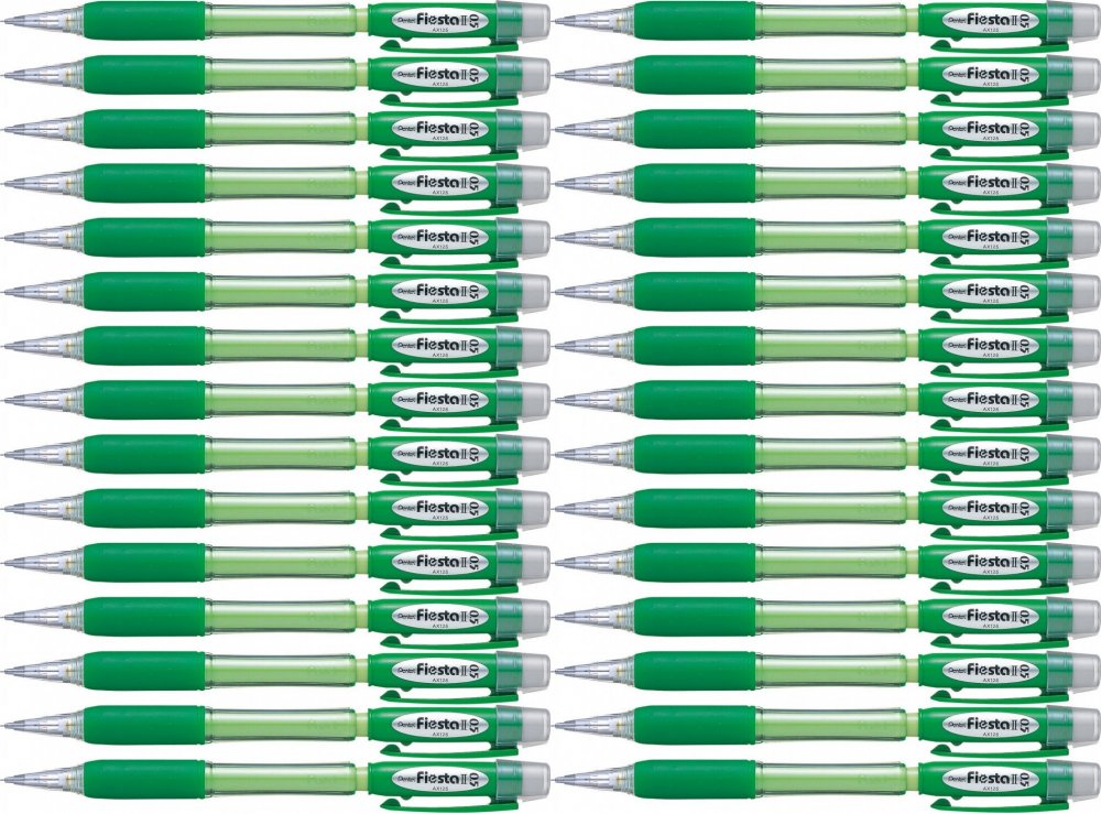 36x Ołówek automatyczny Pentel Fiesta AX125, 0.5mm, z gumką, zielony