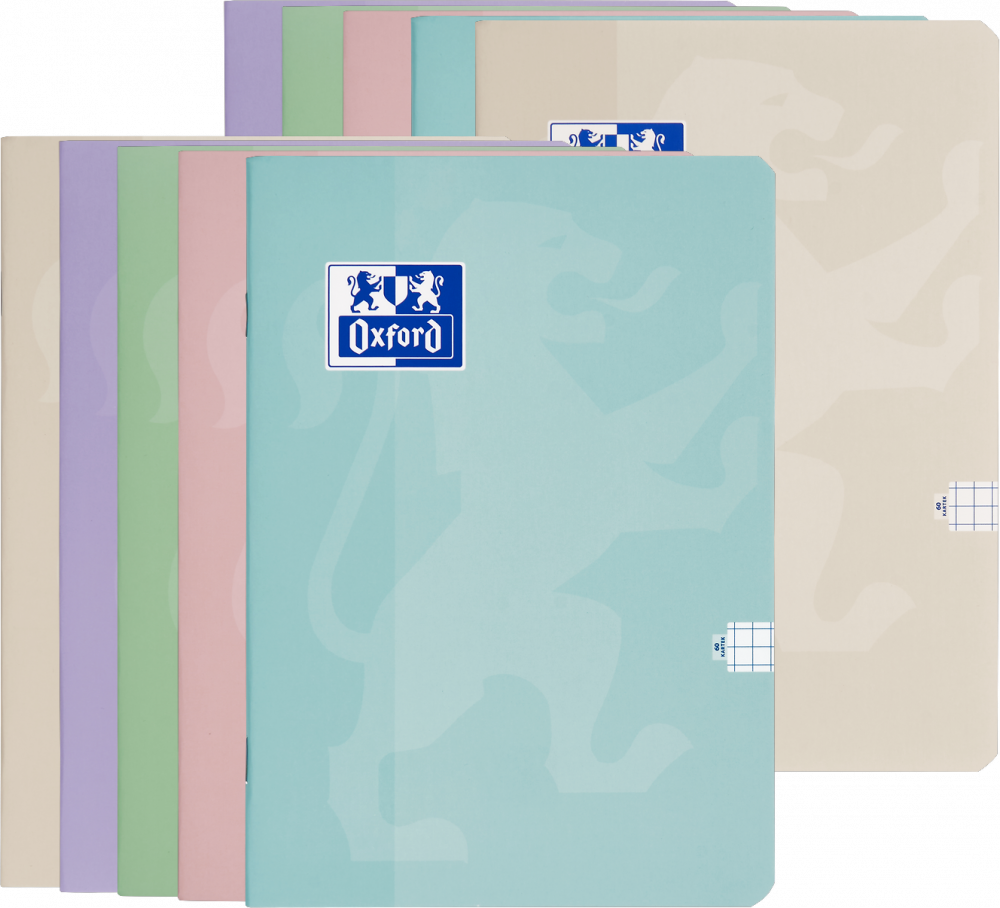 10x Zeszyt w kratkę Oxford Touch Pastel, A5, miękka oprawa, 60 kartek, mix kolorów pastelowych