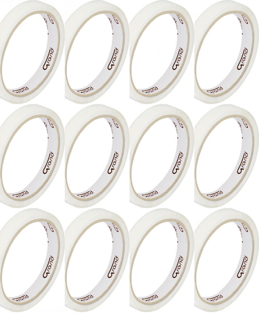12x Taśma pakowa Grand, 12mmx50m, biały