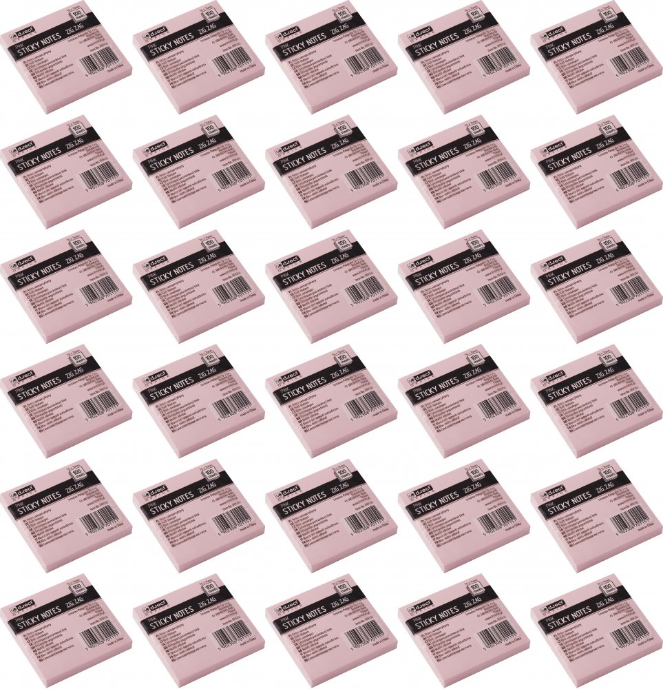 48x Karteczki samoprzylepne D.Rect Zig Zag, harmonijkowe, 76x76mm, 100 karteczek, różowy pastelowy