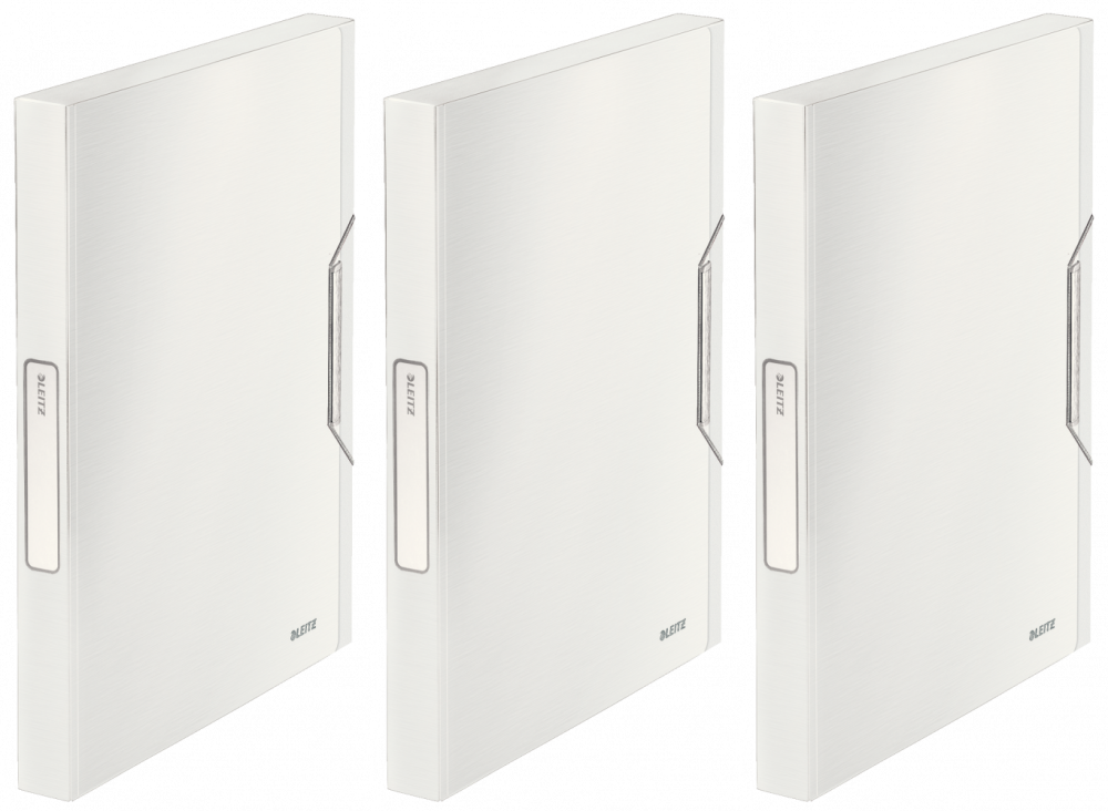 3x Teczka plastikowa z gumką Leitz Style, A4, 30 mm, biały