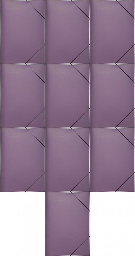 10x Teczka plastikowa z gumką Pagna, A4, 3 skrzydłowa, liliowy