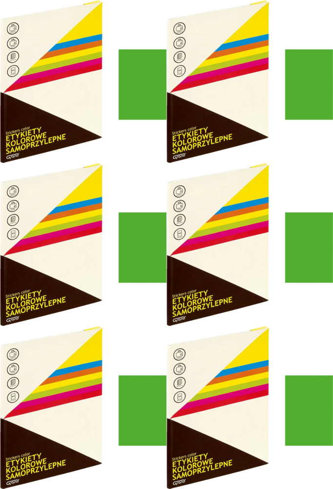 6x Etykiety samoprzylepne Grand, A4, 25 arkuszy, zielony