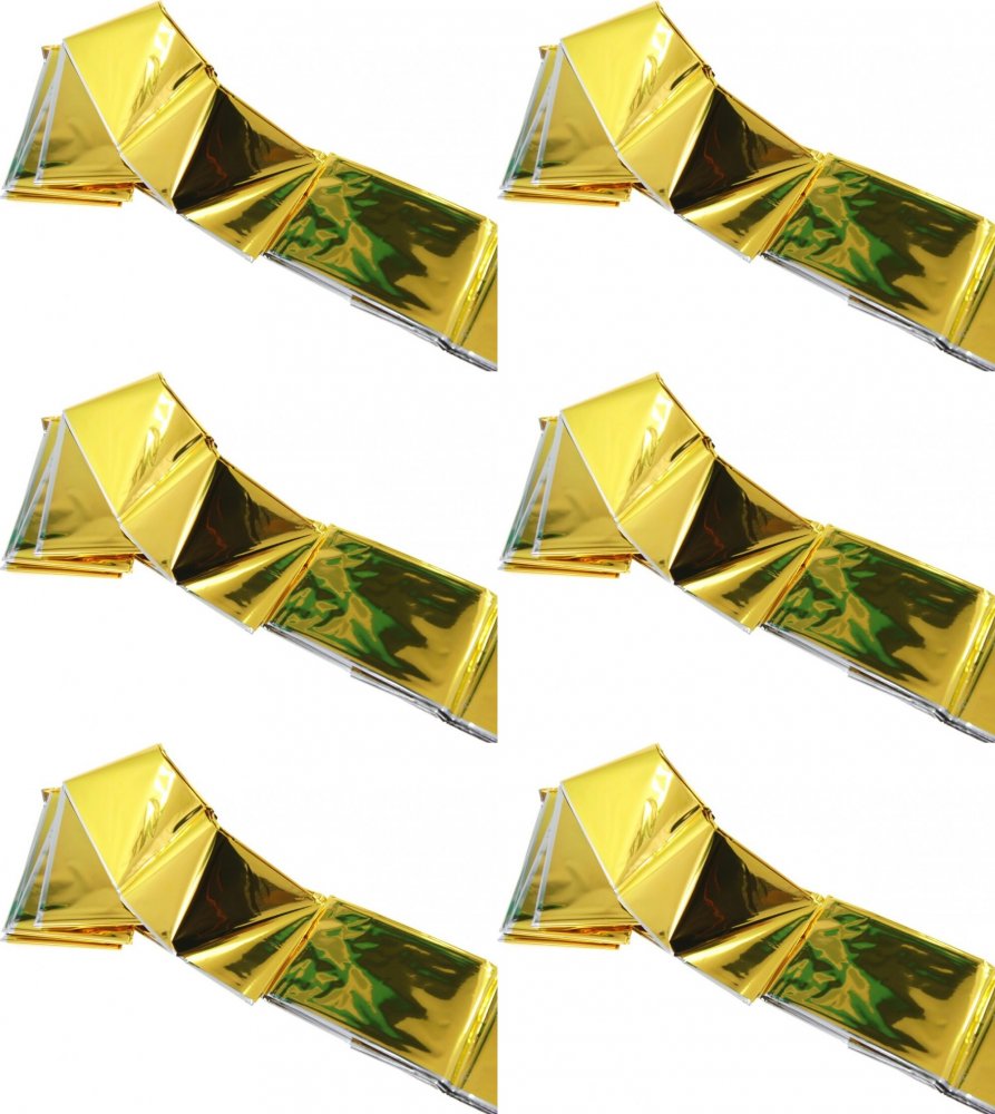 6x Koc ratunkowy termiczny, 160x210cm, srebrno-złoty