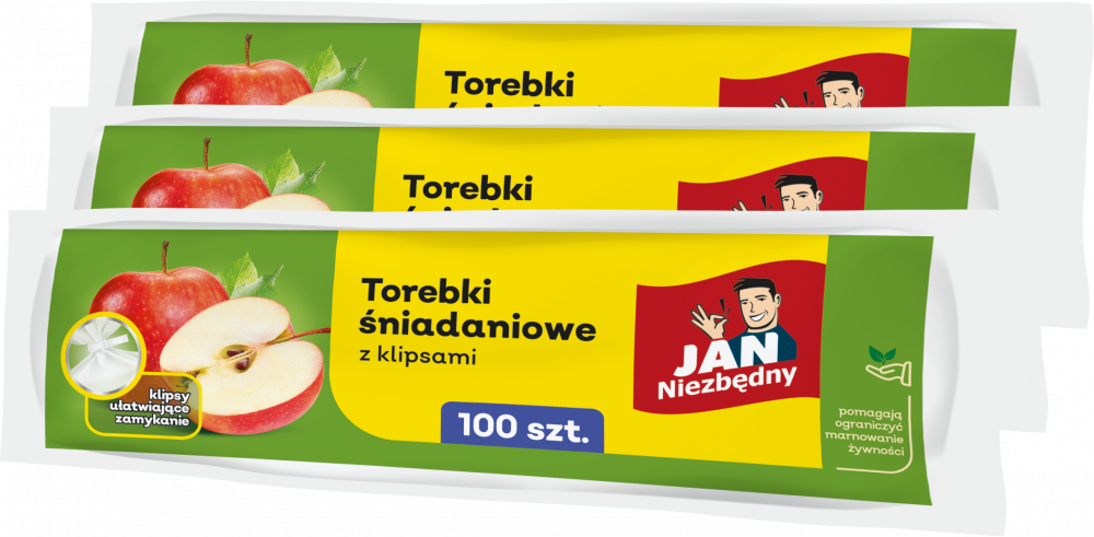 3x Woreczki śniadaniowe Jan Niezbędny, 18x28 cm, 100 sztuk