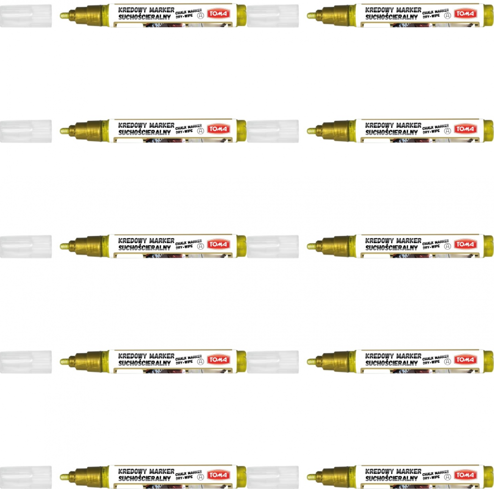 10x Marker kredowy suchościeralny Toma TO-296, okrągła, 4.5 mm, złoty