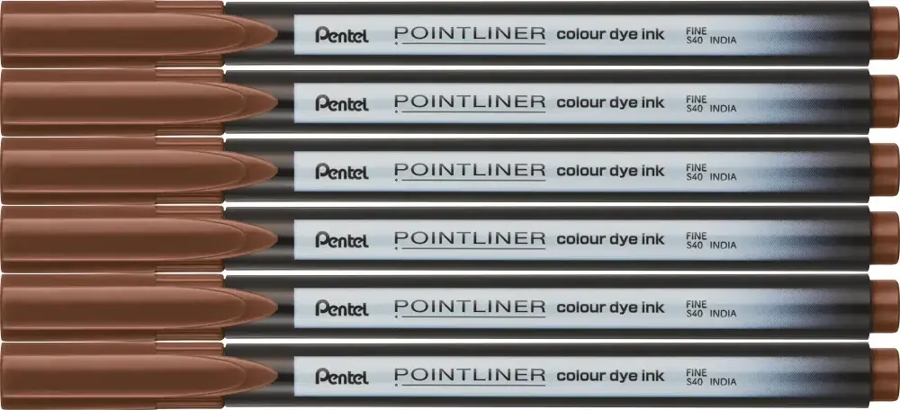 6x Cienkopis Pentel Pointliner Colour, orzechowy