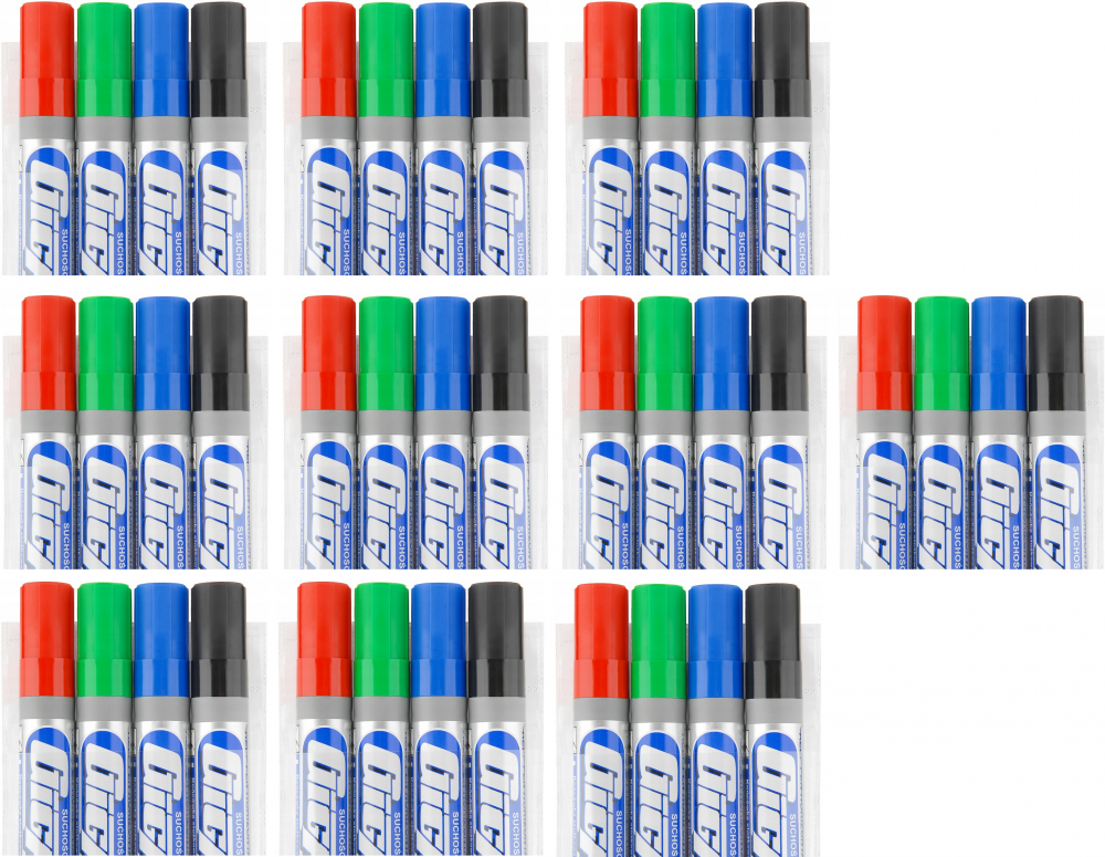 10x Marker suchościeralny Kamet, Gigant, okrągła, 4 sztuki, 3mm, mix kolorów