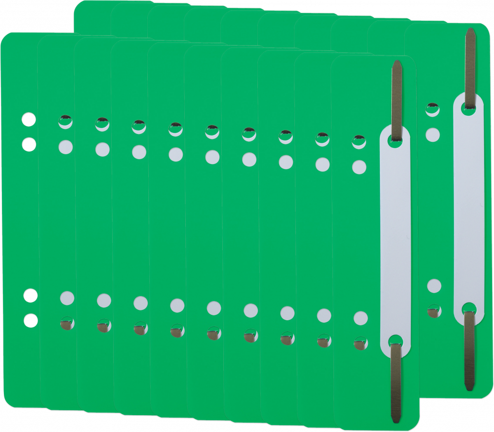 20x Wąsy skoroszytowe spinające dokumenty Durable, 25 sztuk, zielony
