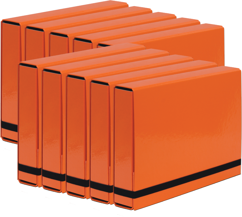 10x Teczka kartonowa z gumką VauPe Box Caribic, A4, 50mm, pomarańczowy