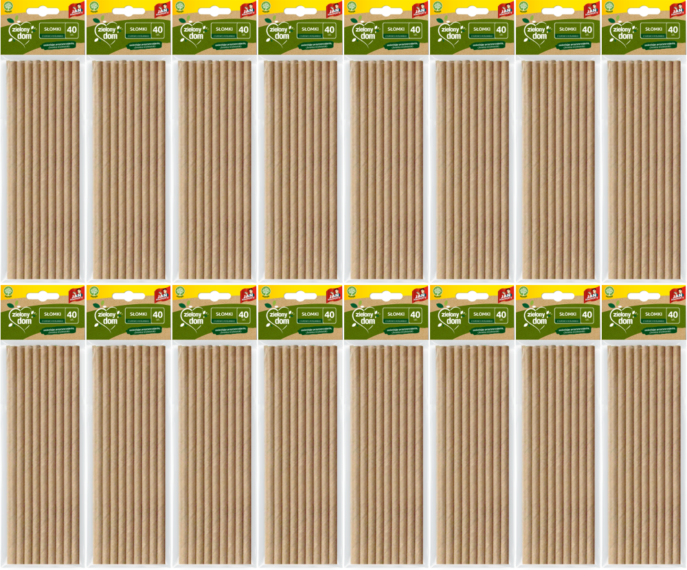 16x Słomki Jan Niezbędny Zielony Dom, papier, 40 sztuk, brązowy jasny