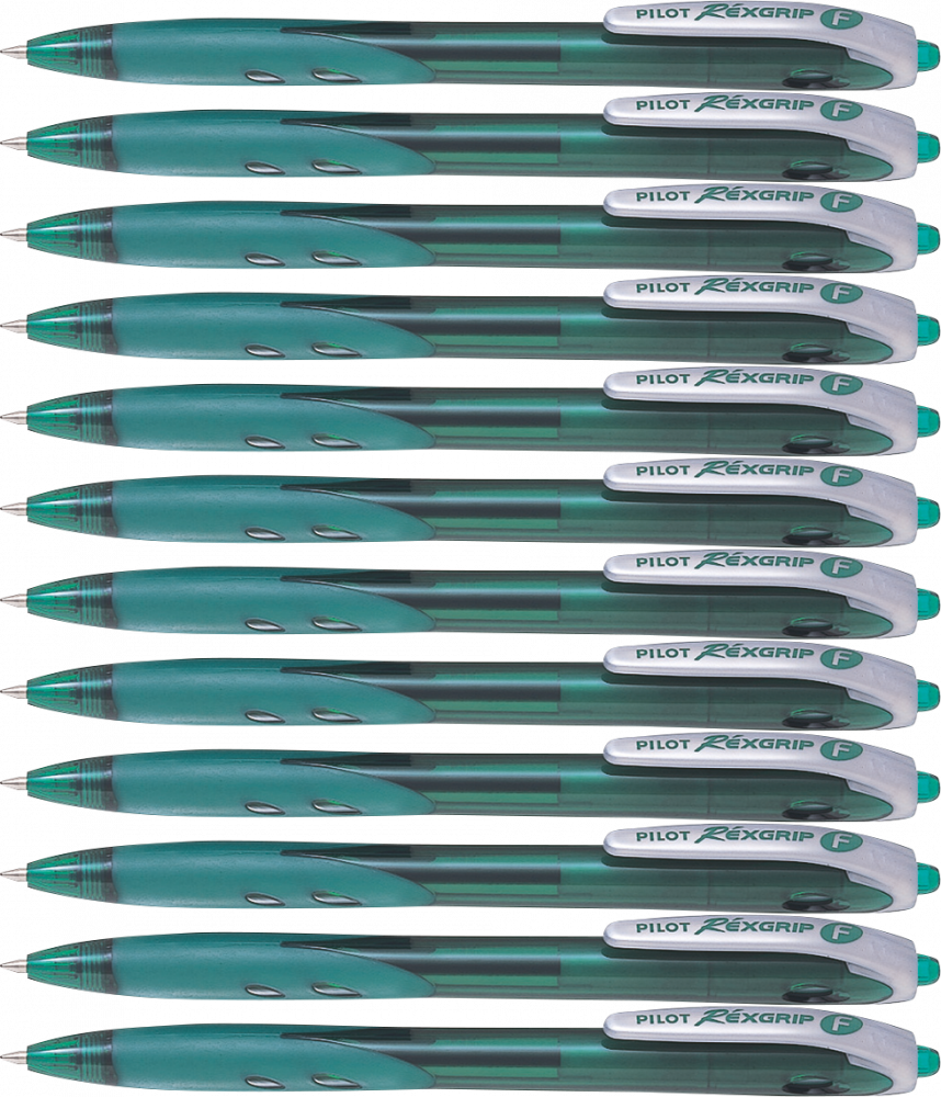 12x Długopis automatyczny Pilot, Rexgrip F, 0.21mm, zielony
