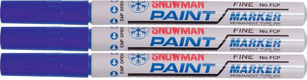3x Marker olejowy Snowman, średni, okrągła, niebieski