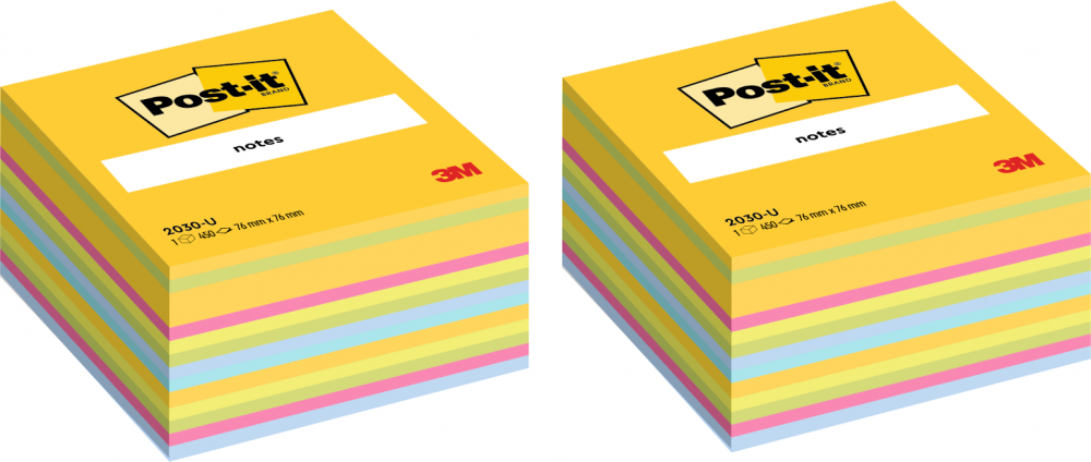 2x Karteczki samoprzylepne Post-it, 76x76mm, 450 karteczek, mix kolorów neonowo-pastelowych