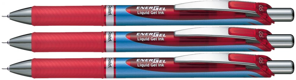 3x pióro kulkowe automatyczne Pentel BLN-75, 0.5mm, czerwony