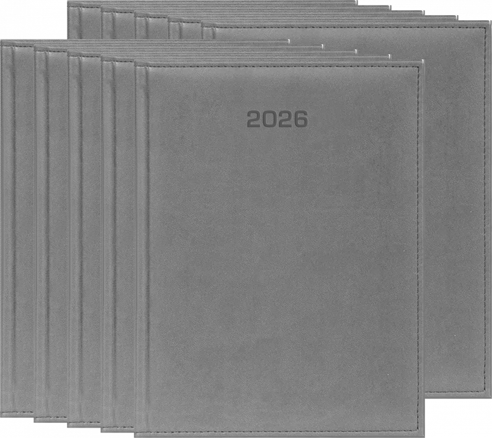 10x Kalendarz książkowy 2026, Udziałowiec, Vivella, A5, dzienny, szary