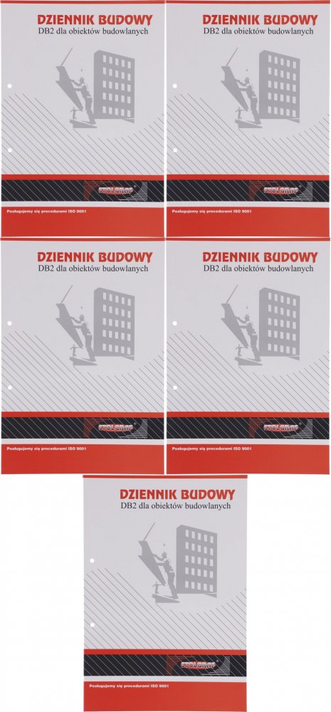 5x Druk akcydensowy Dziennik budowy DB2 dla obiektów budowlanych Stolgraf P12, A4, 54k
